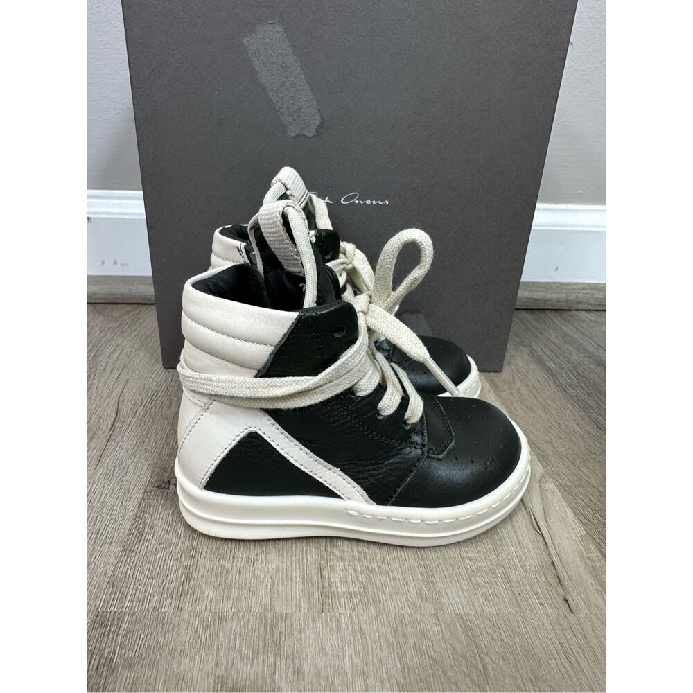 Rick Owens Little Kids Geobaskets High-Top Sneakers in Forest/Milk EU20/US4 $710